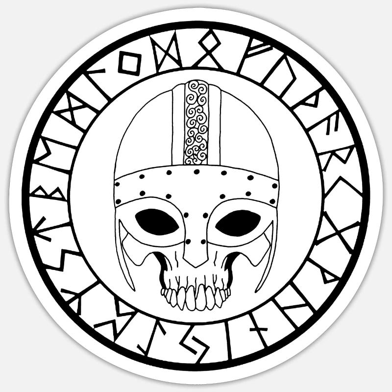 Wikinger Schädel (Schwarz) - Sticker Größe S (10 x 10 cm) - Mattweiß