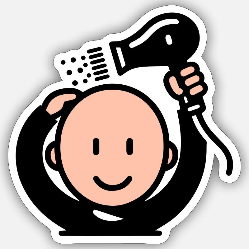 Bald Drying His Hair Sticker size S (10 x 10 cm)