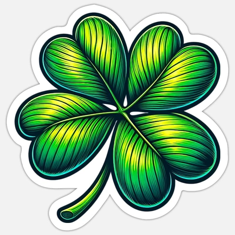 Vierblättriges Kleeblatt - Sticker Größe S (10 x 10 cm) - Mattweiß