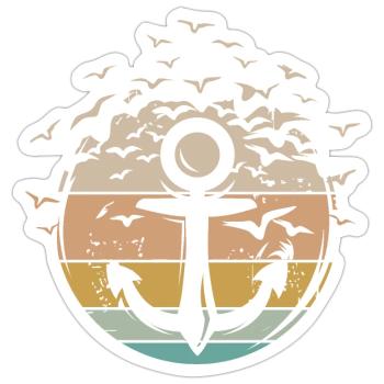 Ancre rétro capitaine bateau bateau icône vintage - Sticker taille S (10 x 10 cm) - blanc mat - Devant