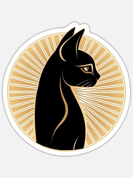 Ägyptische Katze - Sticker Größe S (10 x 10 cm) - Mattweiß