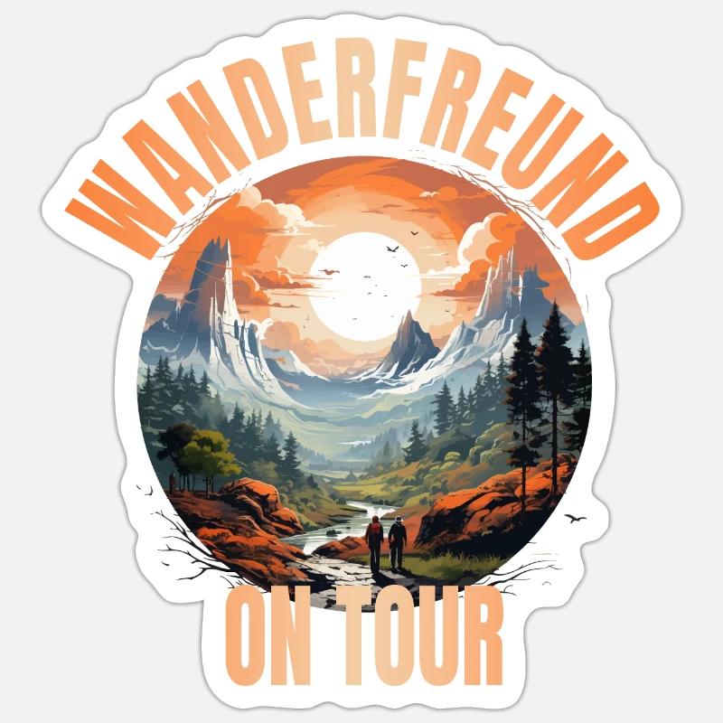 Wanderfreund on Tour - Sticker Größe S (10 x 10 cm) - Mattweiß