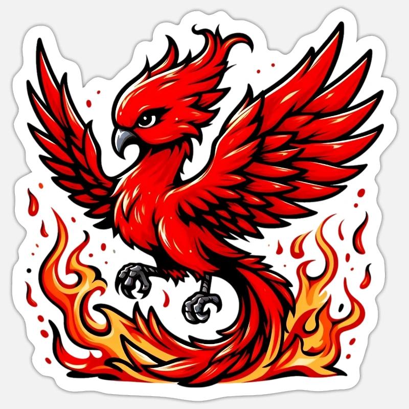 Roter Phönix Sticker Größe S (10 x 10 cm)