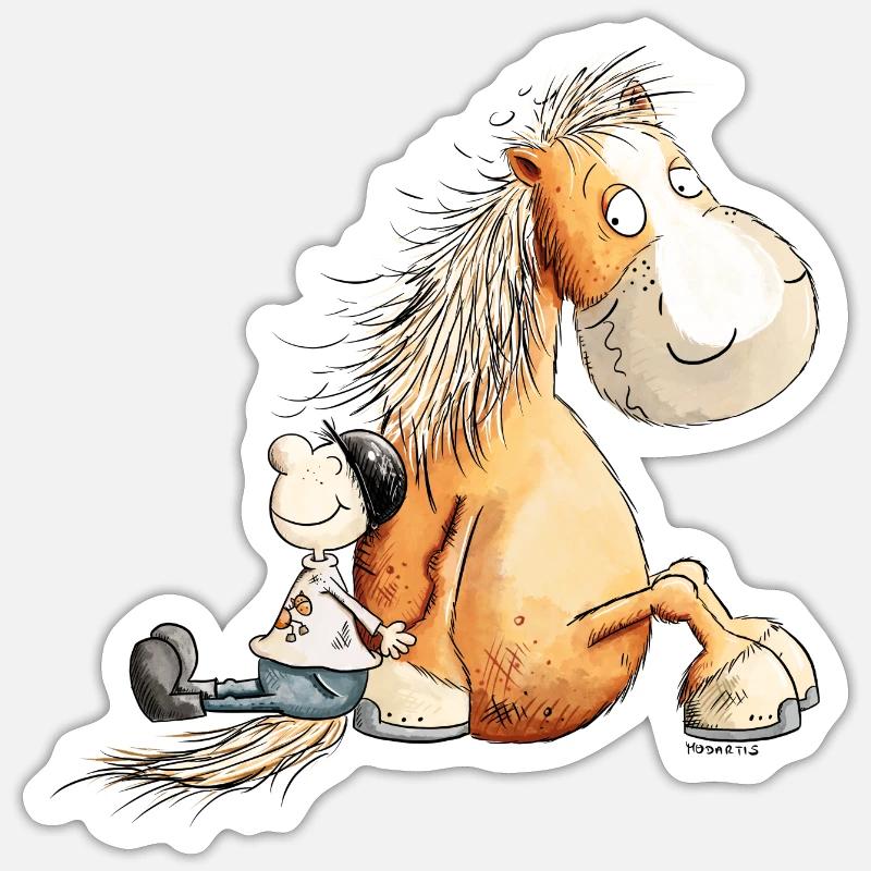 Cheval drôle avec motif de cheval de cavalier pour cavaliers - Sticker taille S (10 x 10 cm) - blanc mat