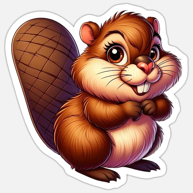 Castor - Sticker taille S (10 x 10 cm) - blanc mat