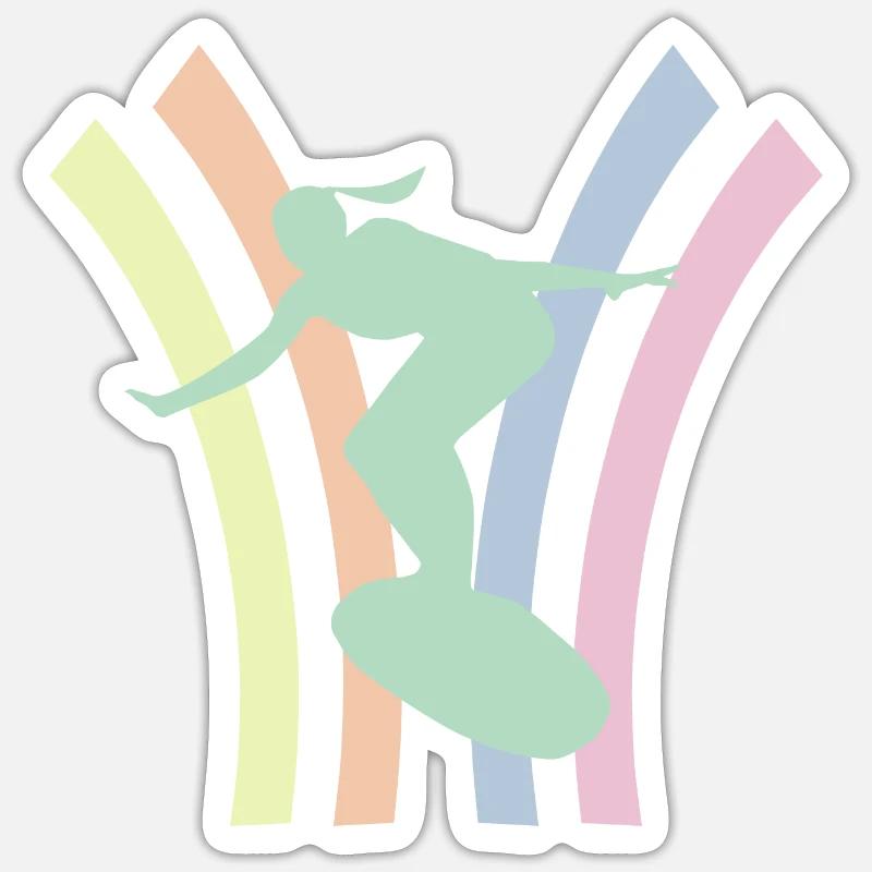 Surf pastel Sticker taille S (10 x 10 cm)