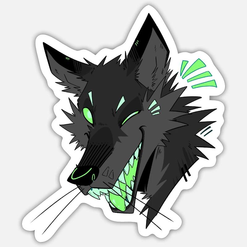 Fox Laughter - Black - Sticker size S (10 x 10 cm) - white matte