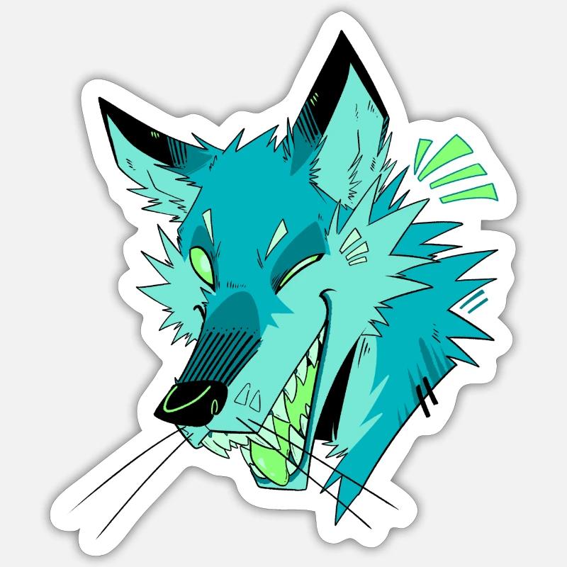 Fox Laughter - Teal Sticker size S (10 x 10 cm)