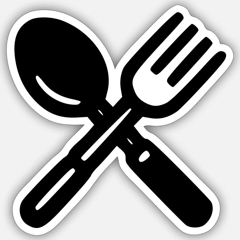 Besteck - Sticker Größe S (10 x 10 cm) - Mattweiß