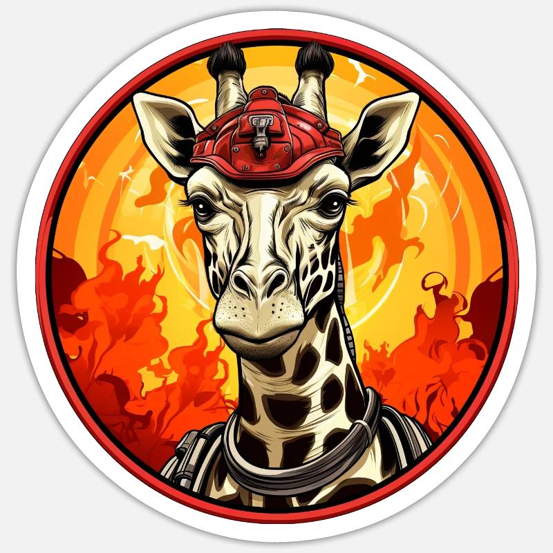 Brigade de pompiers girafe - Sticker taille S (10 x 10 cm) - blanc mat