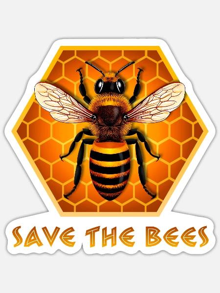 Save the bees - Sticker Größe S (10 x 10 cm) - Mattweiß