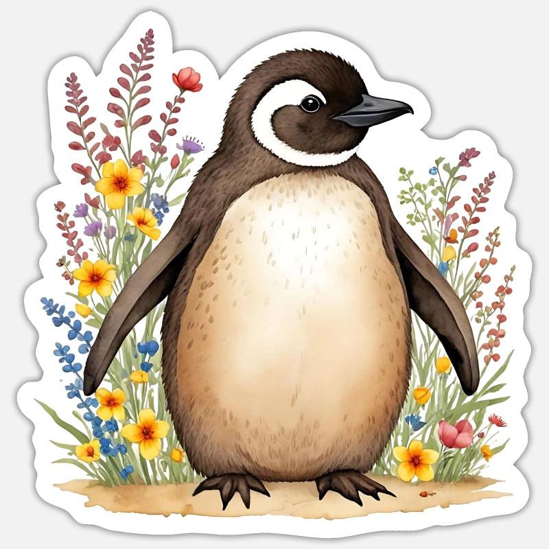 Pingouin mignon - Sticker taille S (10 x 10 cm) - blanc mat