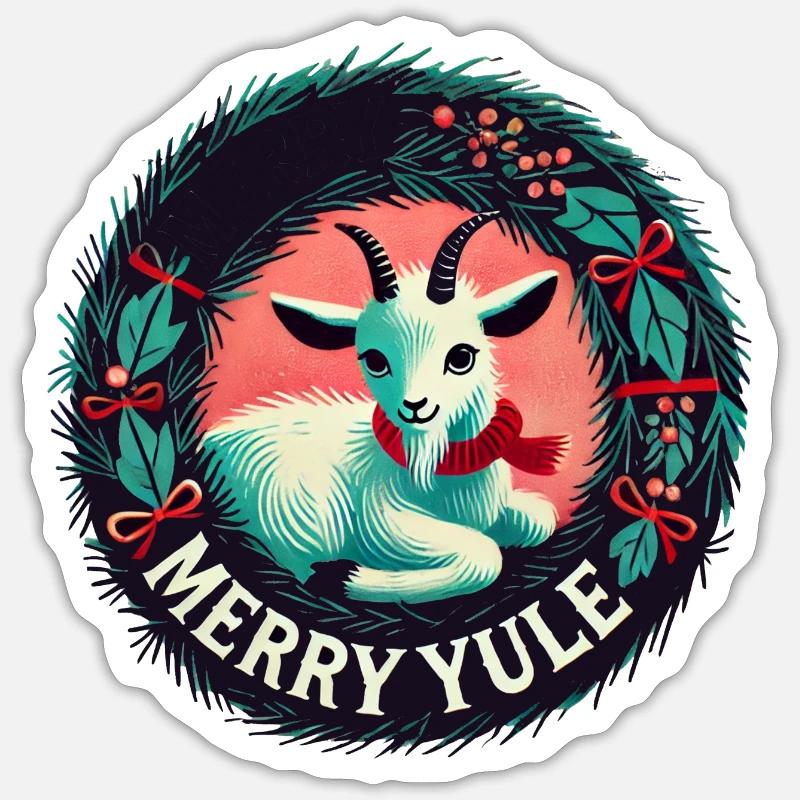 Joyeuse chèvre de Noël - Sticker taille S (10 x 10 cm) - blanc mat