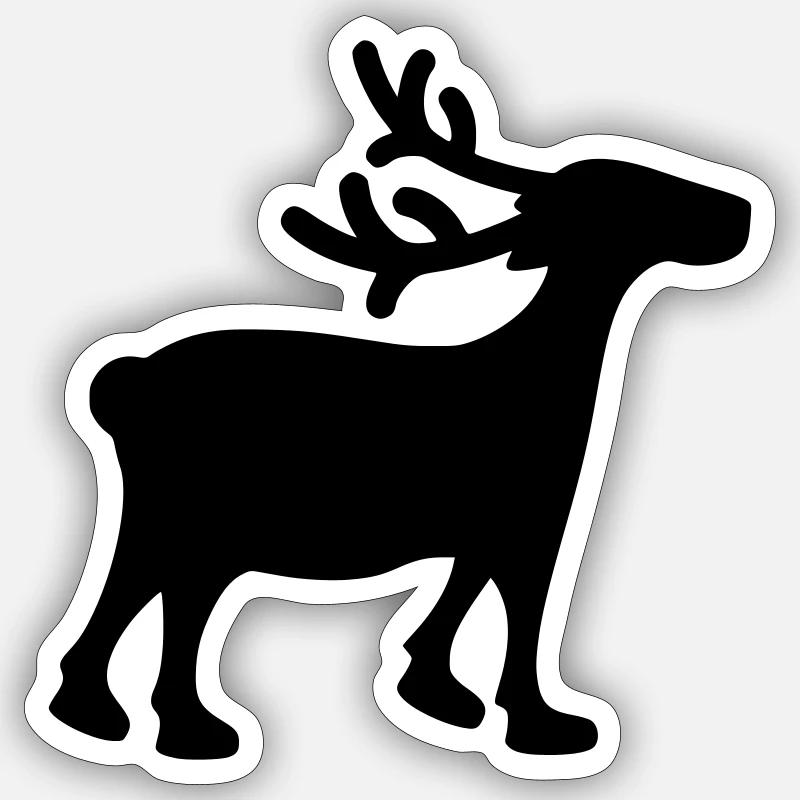 Renne Noël 1 - Sticker taille S (10 x 10 cm) - blanc mat