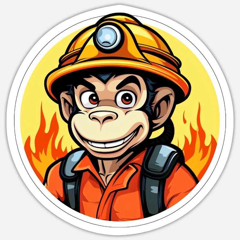 Fire Brigade Monkey Sticker size S (10 x 10 cm)