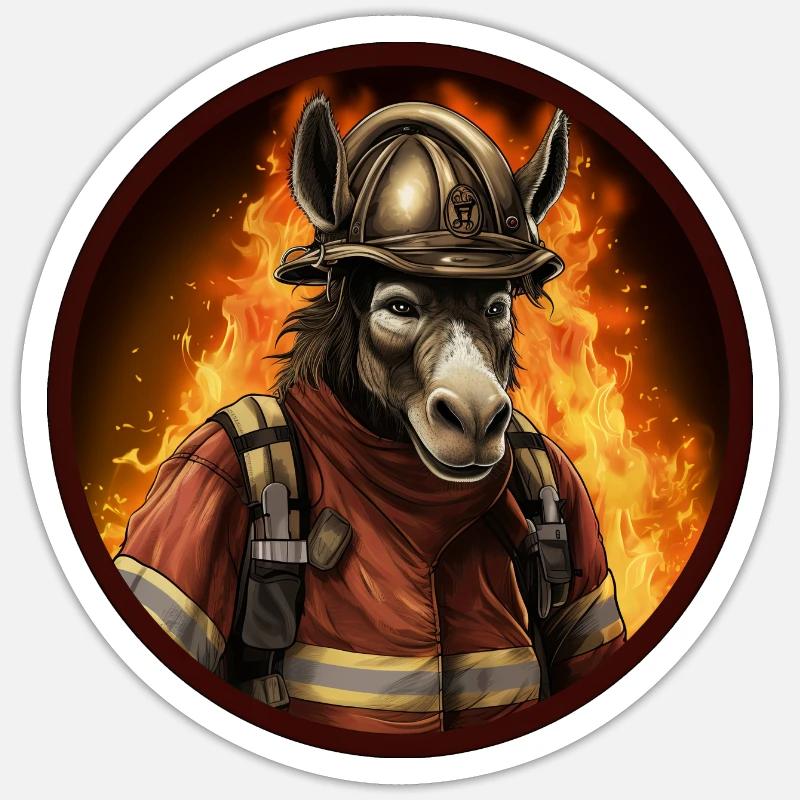 Pompiers d’âne - Sticker taille S (10 x 10 cm) - blanc mat
