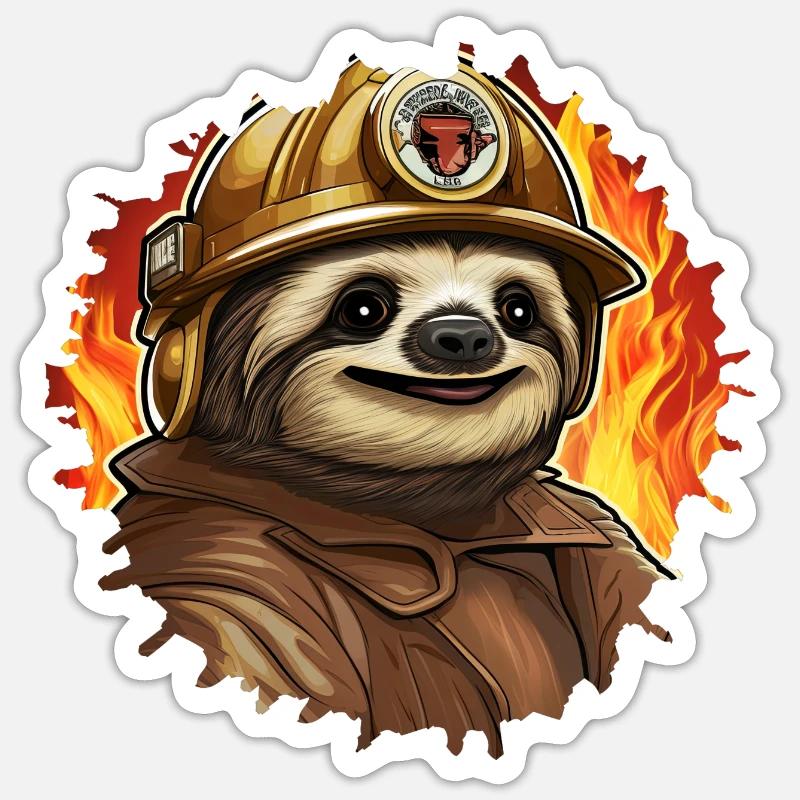 Fire Brigade Sloth - Sticker size S (10 x 10 cm) - white matte