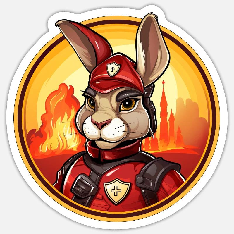 Rabbit Fire Brigade - Sticker size S (10 x 10 cm) - white matte