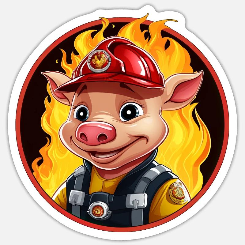 Pompiers de cochons - Sticker taille S (10 x 10 cm) - blanc mat