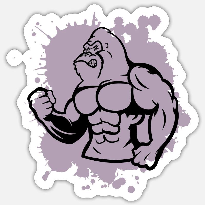 gorilla stark tier - Sticker Größe S (10 x 10 cm) - Mattweiß