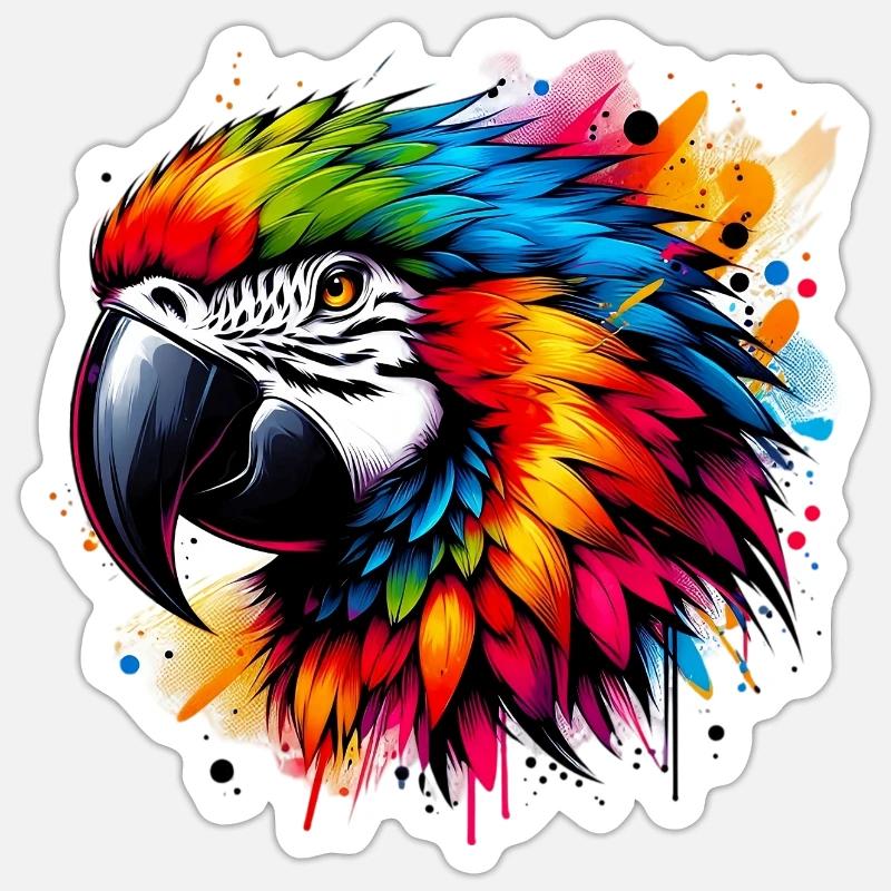 Perroquet - Sticker taille S (10 x 10 cm) - blanc mat
