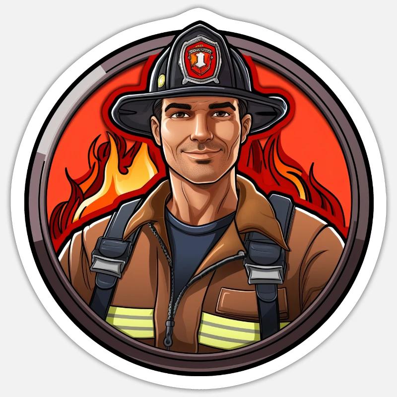 Feuerwehrmann - Sticker Größe S (10 x 10 cm) - Mattweiß