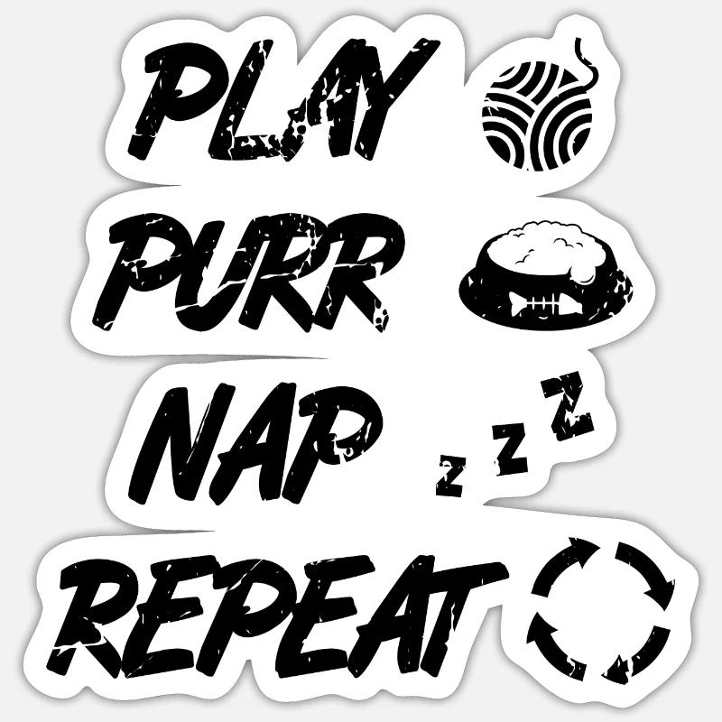 Routine du chat - Sticker taille S (10 x 10 cm) - blanc mat
