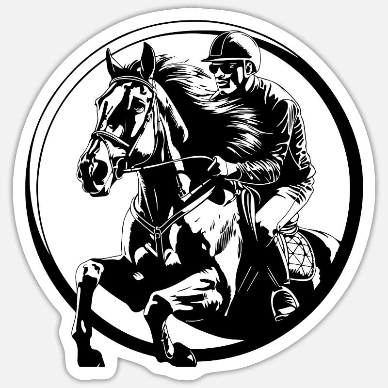 Reiten Pferd Mann Sticker Größe S (10 x 10 cm)