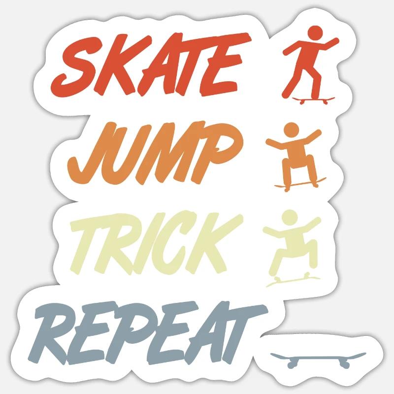 Skating, jumping, tricking, repeating - Sticker size S (10 x 10 cm) - white matte