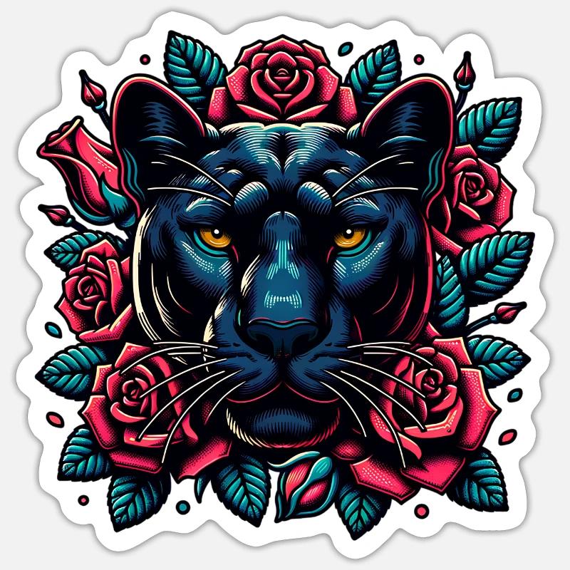 Panthère - Sticker taille S (10 x 10 cm) - blanc mat