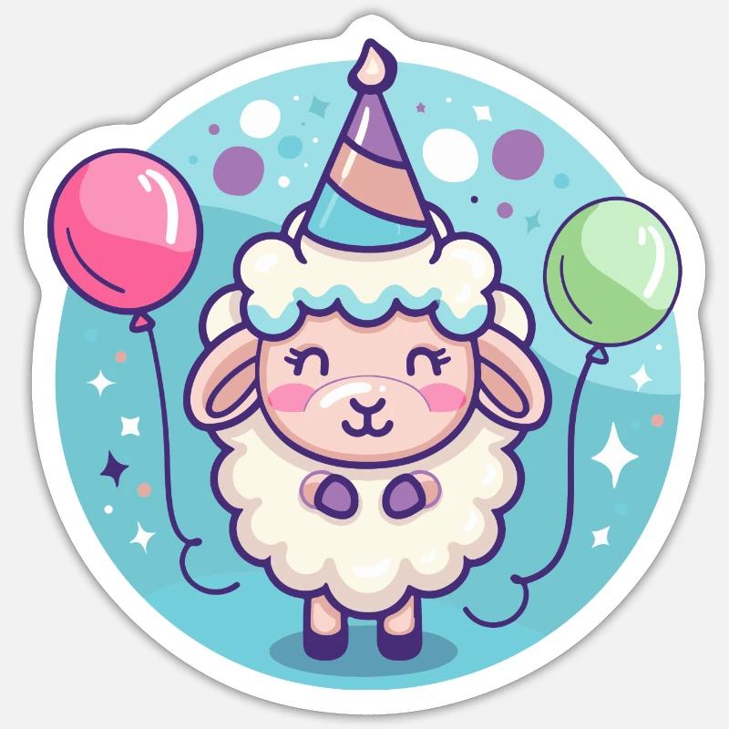 Sheep Birthday Comic - Sticker size S (10 x 10 cm) - white matte