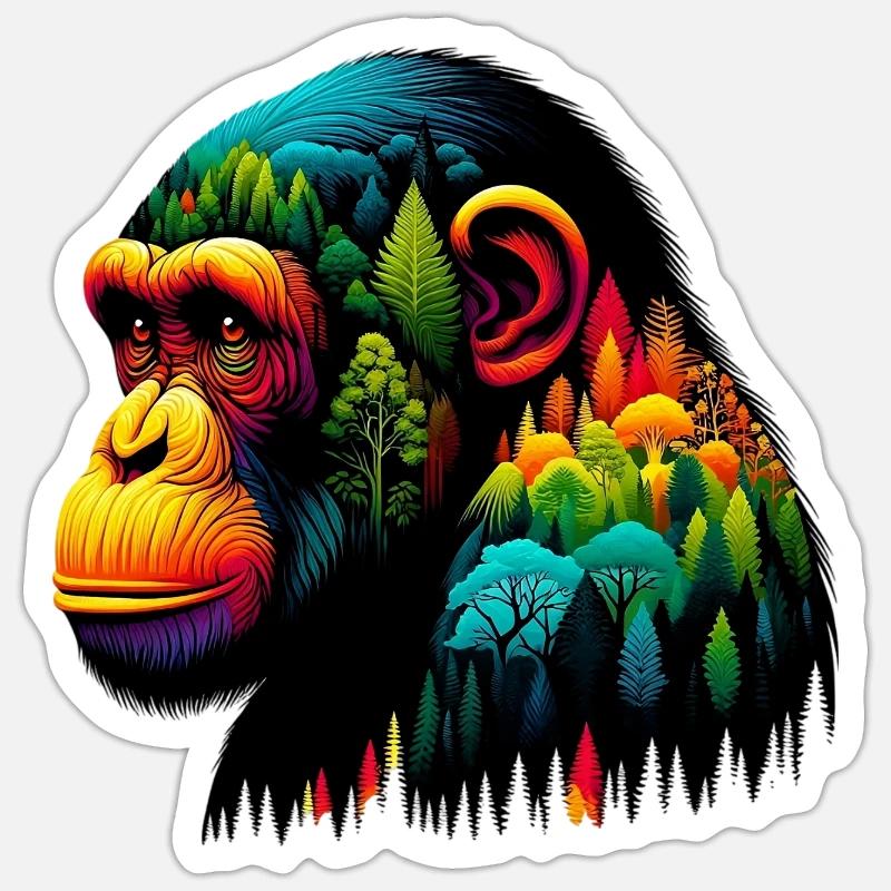 Monkey - Sticker size S (10 x 10 cm) - white matte