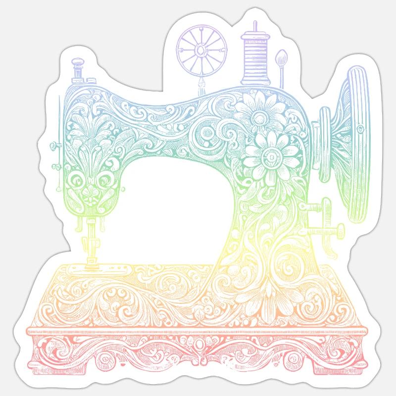 Machine à coudre - Sticker taille S (10 x 10 cm) - blanc mat