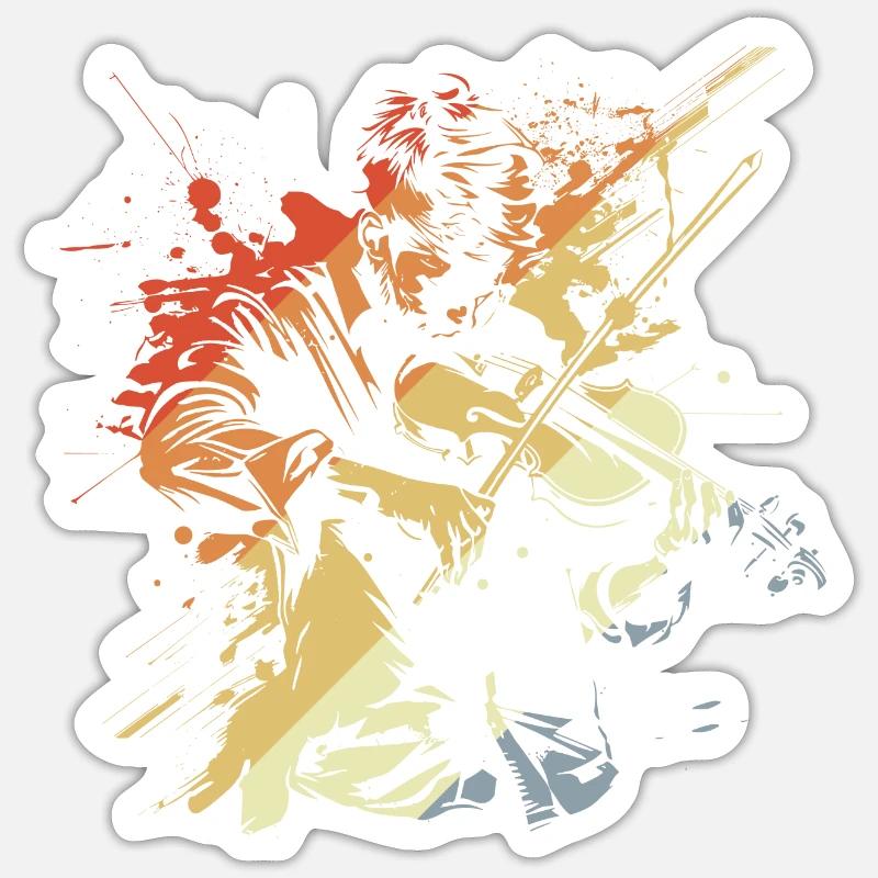 Retro Violin Player - Sticker size S (10 x 10 cm) - white matte