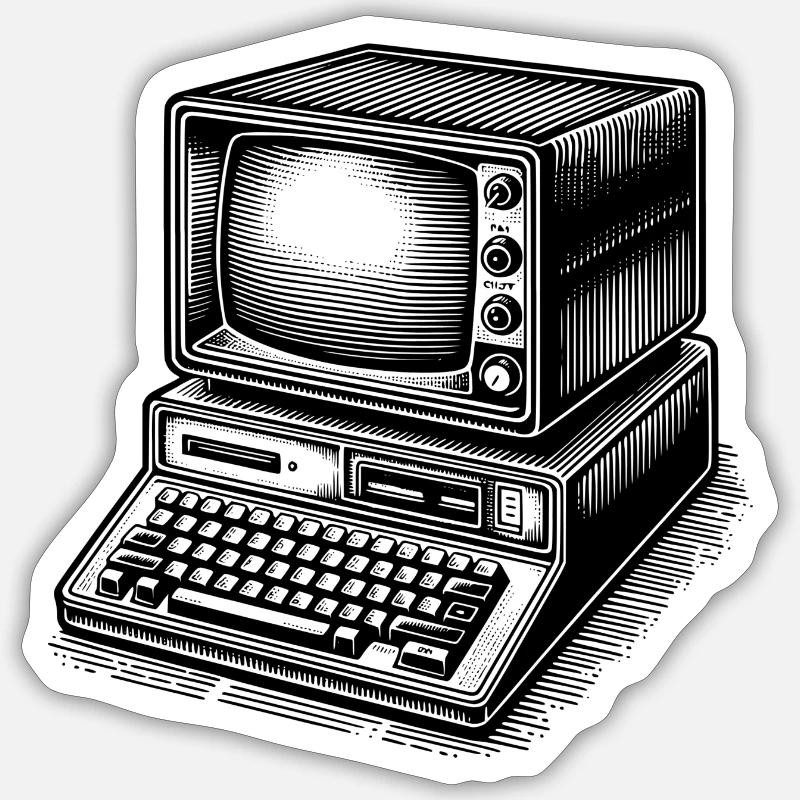 Klassischer Retro-PC Sticker Größe S (10 x 10 cm)