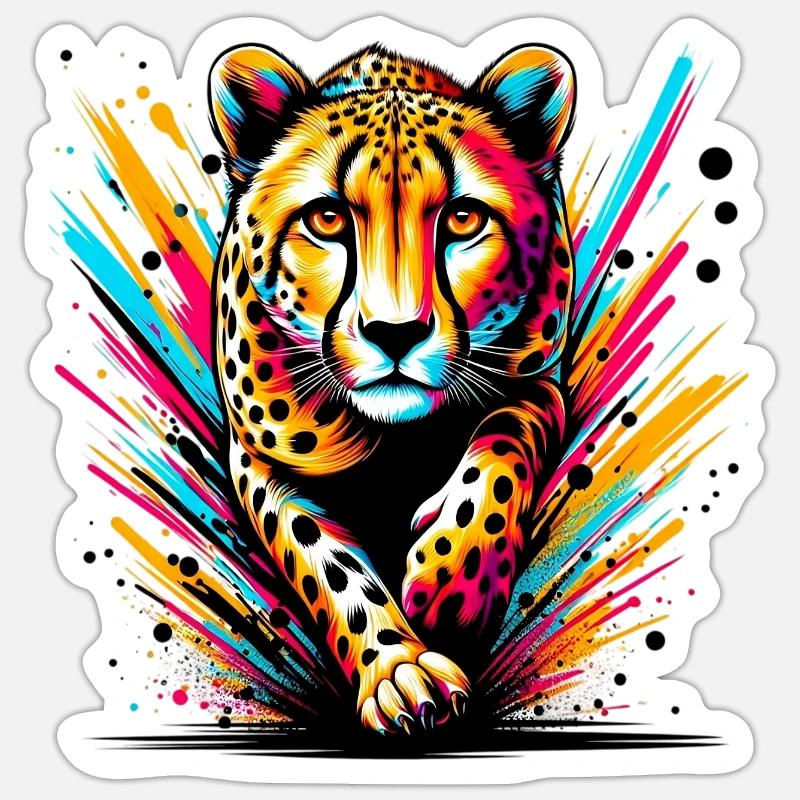 Guépard - Sticker taille S (10 x 10 cm) - blanc mat
