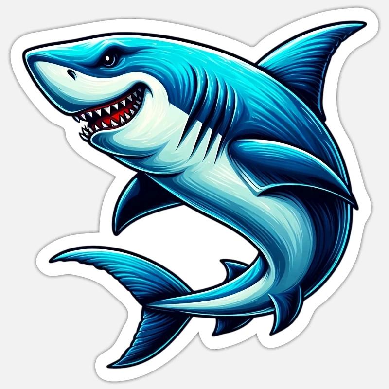 Requin - Sticker taille S (10 x 10 cm) - blanc mat