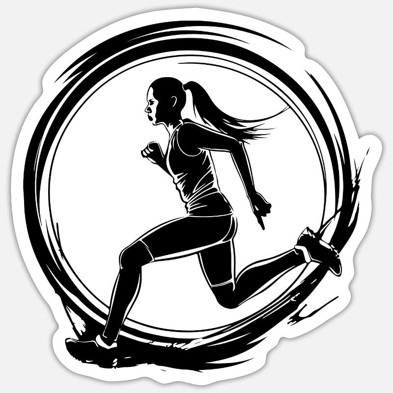 Silhouette de marathon de course à pied - Sticker taille S (10 x 10 cm) - blanc mat