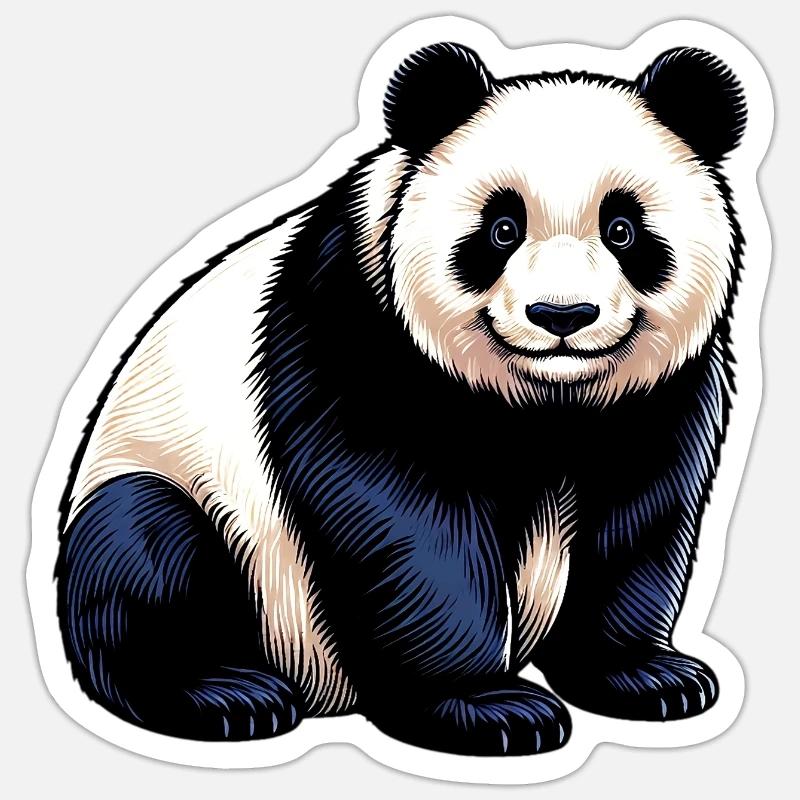 Panda - Sticker taille S (10 x 10 cm) - blanc mat