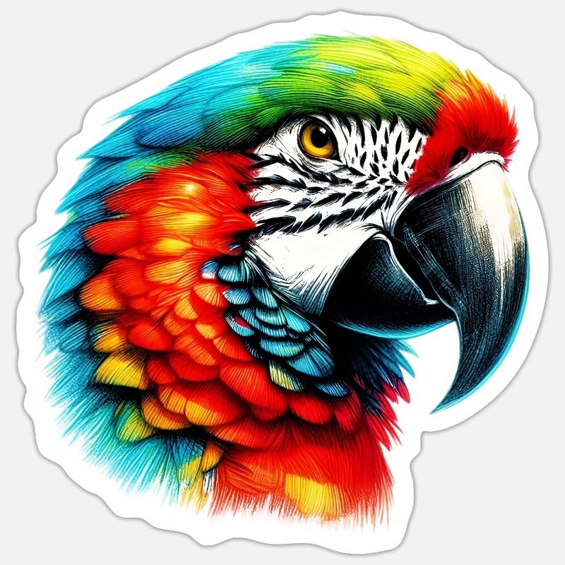 Perroquet - Sticker taille S (10 x 10 cm) - blanc mat