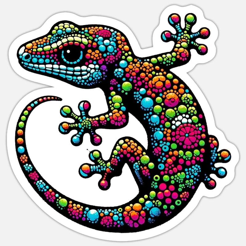 Gecko - Sticker taille S (10 x 10 cm) - blanc mat