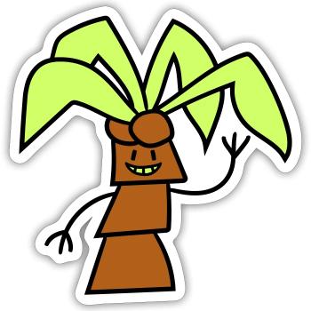 Lustige Süße Palme Winkt Glücklich Gesicht Comic - Sticker Größe S (10 x 10 cm) - Mattweiß - Vorne