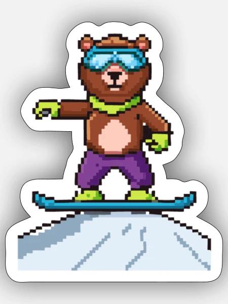 Die Bären-Saga - SNOWBOARDEN - Sticker Größe S (10 x 10 cm) - Mattweiß