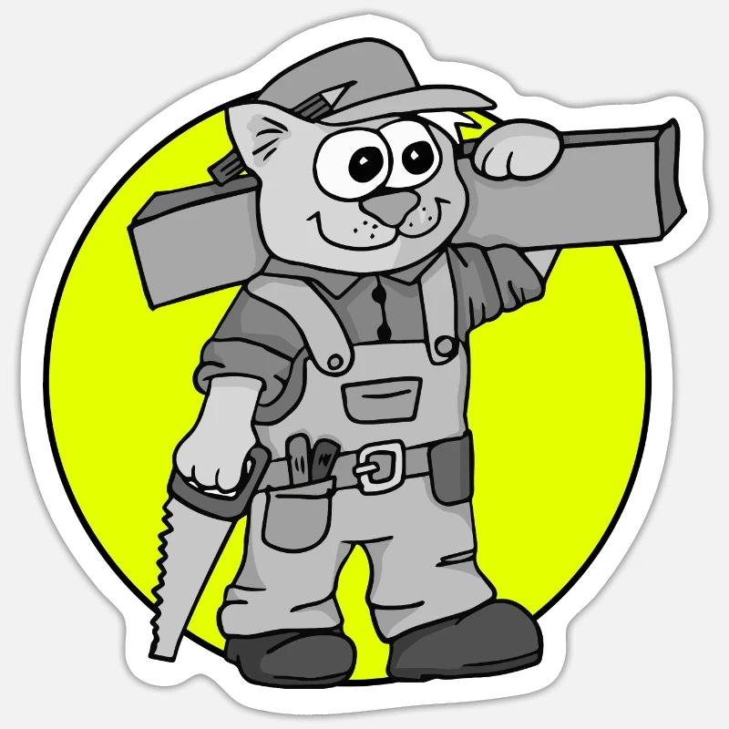 Profession Charpentier Rétro - Sticker taille S (10 x 10 cm) - blanc mat