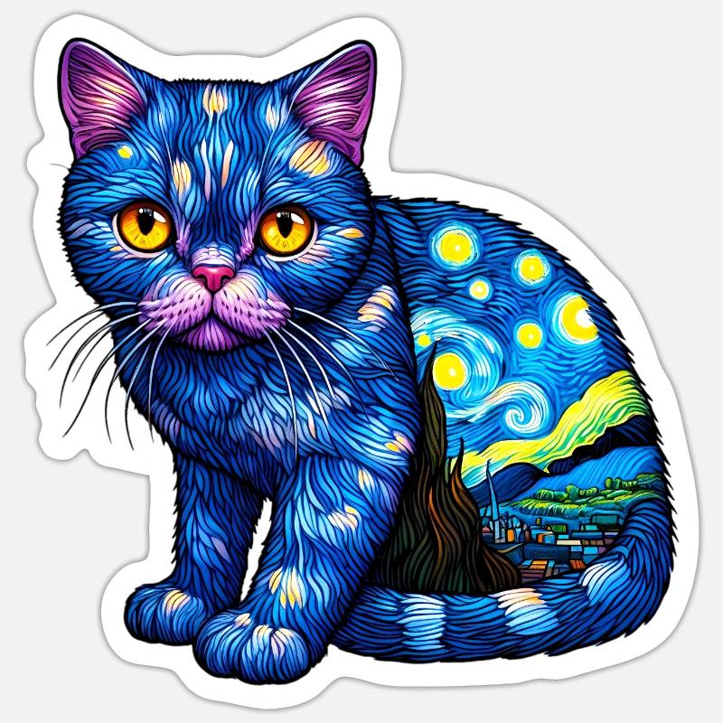 Katze - Sticker Größe S (10 x 10 cm) - Mattweiß