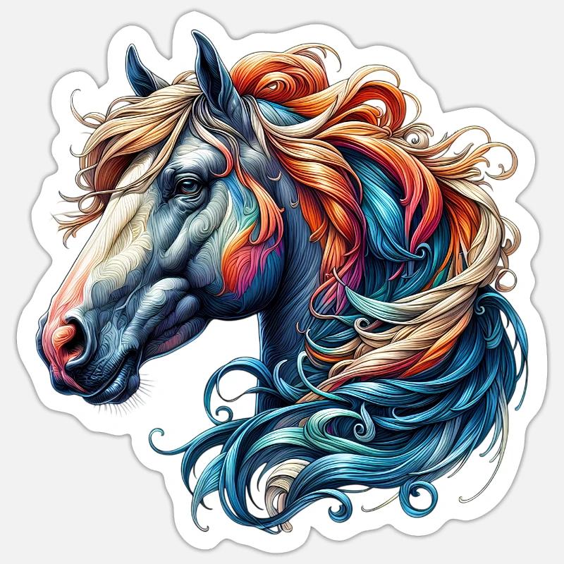 Cheval - Sticker taille S (10 x 10 cm) - blanc mat