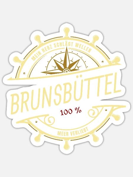 Mein Herz schlägt Wellen - Brunsbüttel - Sticker Größe S (10 x 10 cm) - Mattweiß