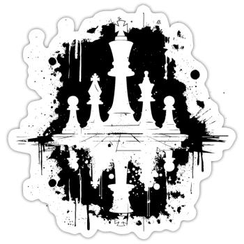 Schachfiguren Streetart - Sticker Größe S (10 x 10 cm) - Mattweiß - Vorne