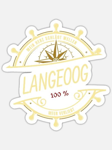 Mein Herz schlägt Wellen - Langeoog - Sticker Größe S (10 x 10 cm) - Mattweiß