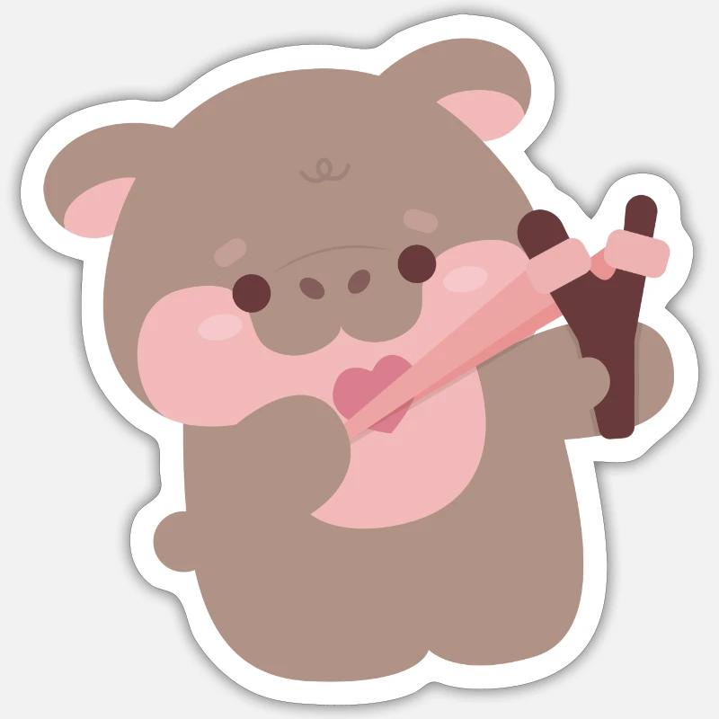 Moo Deng Hippo Cupid - Sticker size S (10 x 10 cm) - white matte